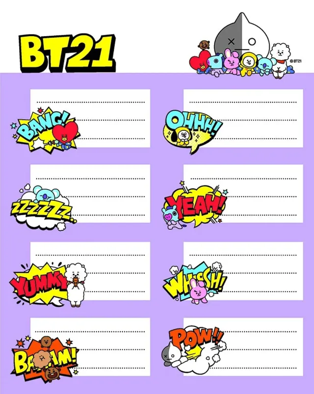 Erik BT21 Aufkleber Etiketten 16er Pack selbstklebend